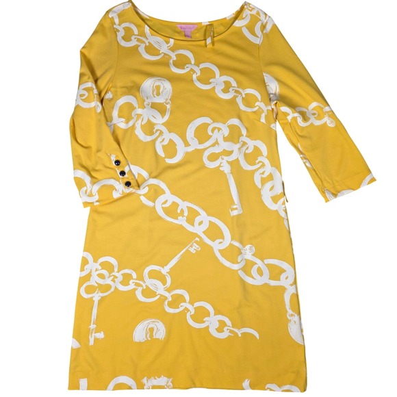 Lilly Pulitzer Dresses & Skirts - Lilly Pulitzer Yellow & White Chain Print Midi Dress